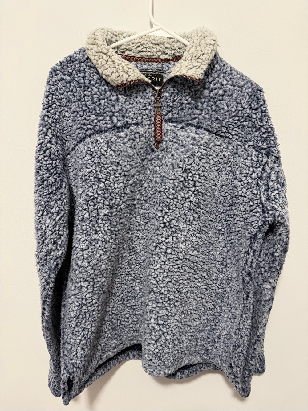 True Grit Women's Blue Sherpa Zip-Up with Cream Collar